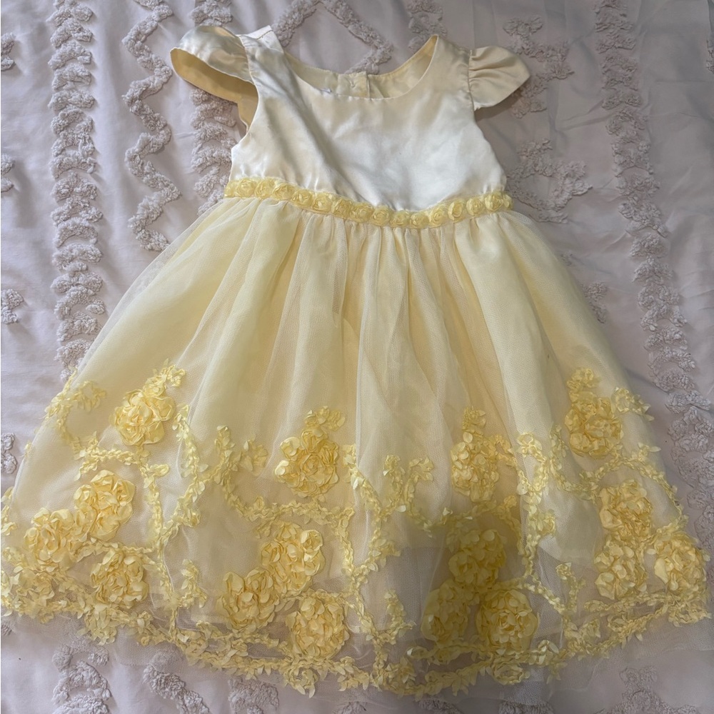 Special Occasions by Saugus Shoe Light Yellow Floral Tulle Party Dress